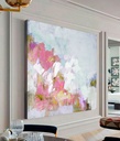 Pink flowers canvas abstract wall art for dining room