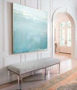 Seascape painting on canvas, teal blue large original wall art