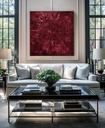Ruby red painting on canvas, original abstract large wall art, red bordeaux burgundy color painting