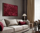 Ruby red painting on canvas, original abstract large wall art, red bordeaux burgundy color painting