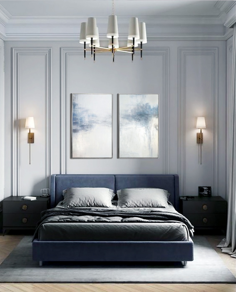 BLUE SET paintings abstract wall art on canvas