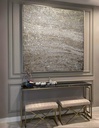 Cream and gold mosaic wall art – large neutral abstract canvas with textured surface
