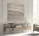 Cream and gold mosaic wall art – large neutral abstract canvas with textured surface