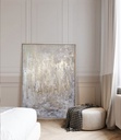 Silver and White abstract minimalist canvas wall art