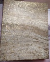 Cream and gold mosaic wall art – large neutral abstract canvas with textured surface