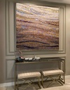 Terracotta and gold mosaic wall art – wide textured abstract canvas painting