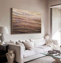 Terracotta and gold mosaic wall art – wide textured abstract canvas painting