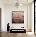 Terracotta and gold mosaic wall art – wide textured abstract canvas painting
