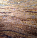 Terracotta and gold mosaic wall art – wide textured abstract canvas painting
