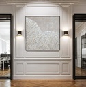 Cream and ivory abstract mosaic art on canvas featuring pearlescent and gold details in a shell-inspired pattern