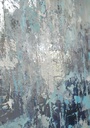 Tall narrow blue & silver canvas painting