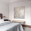Silver and White abstract minimalist canvas wall art