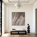 Geometric mosaic wall art with low-contrast brown and beige tones