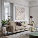 Pearl white mosaic wall art with radiant circular design and soft gold accents, elegant modern decor