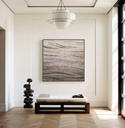 Abstract mosaic wall art featuring beige, gold, and soft pink tones with flowing wave patterns for modern interiors