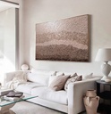 Large mosaic wall art in warm rose terracotta bronze shades with sculptural texture and elegant color transitions, perfect for modern luxury interiors