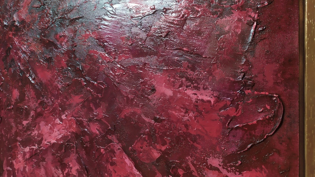 Ruby red painting on canvas, original abstract large wall art, red bordeaux burgundy color painting