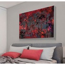 RED and black abstract art, red canvas painting