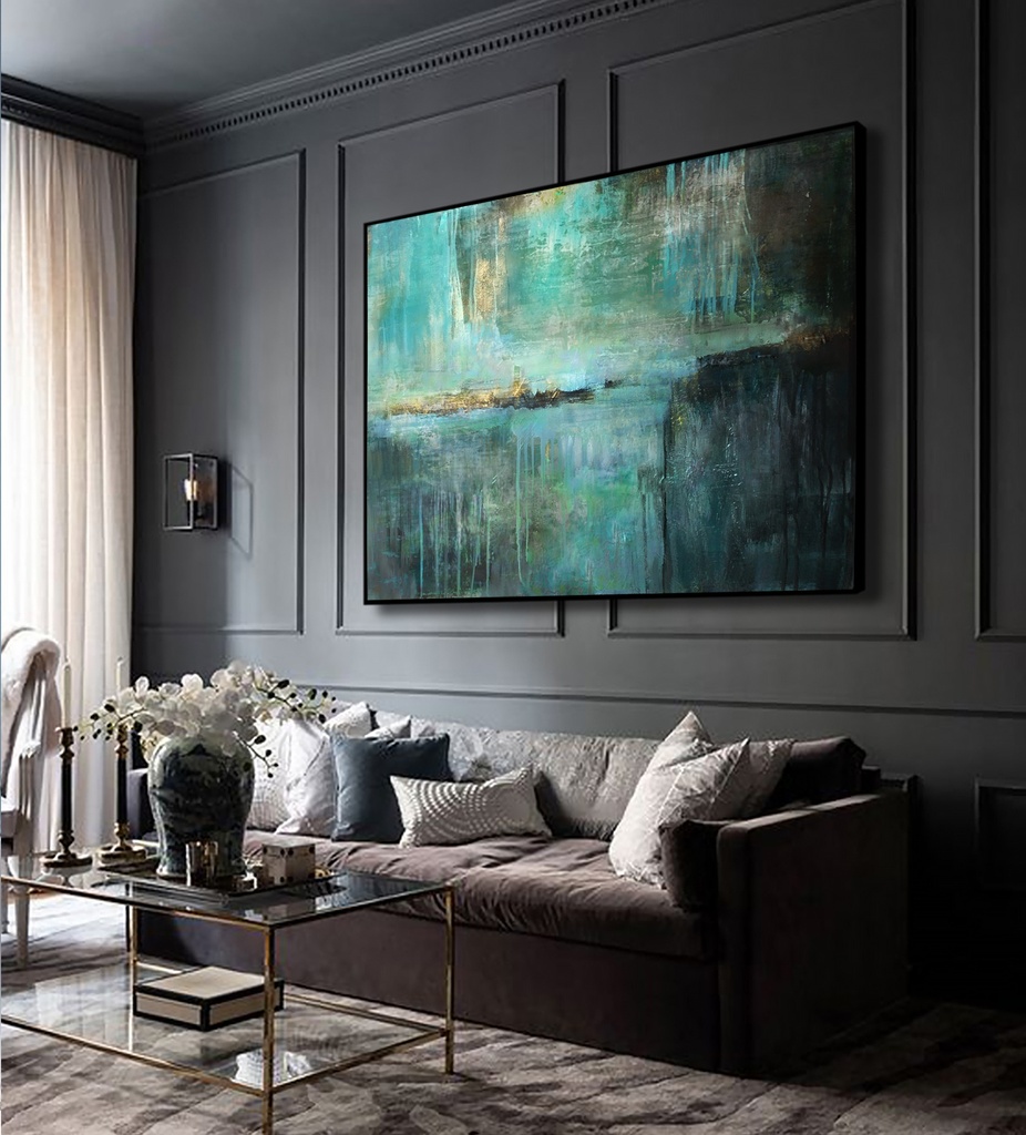 La TEMPESTA – Green teal landscape canvas painting