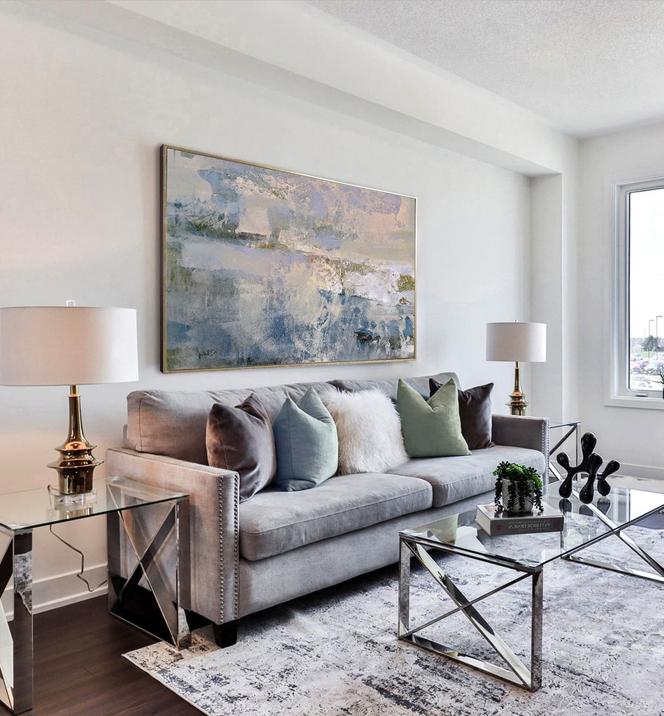 GREEN and gold original painting on large canvas