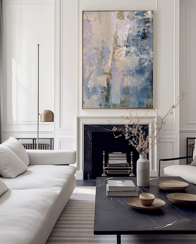 GREEN and gold original painting on large canvas