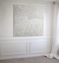 Cream Ivory Gold Abstract Mosaic Art | Elegant Neutral Wall Decor