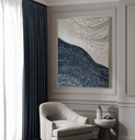 Two-Tone Navy & Cream Mosaic Wall Art | Modern Abstract Canvas