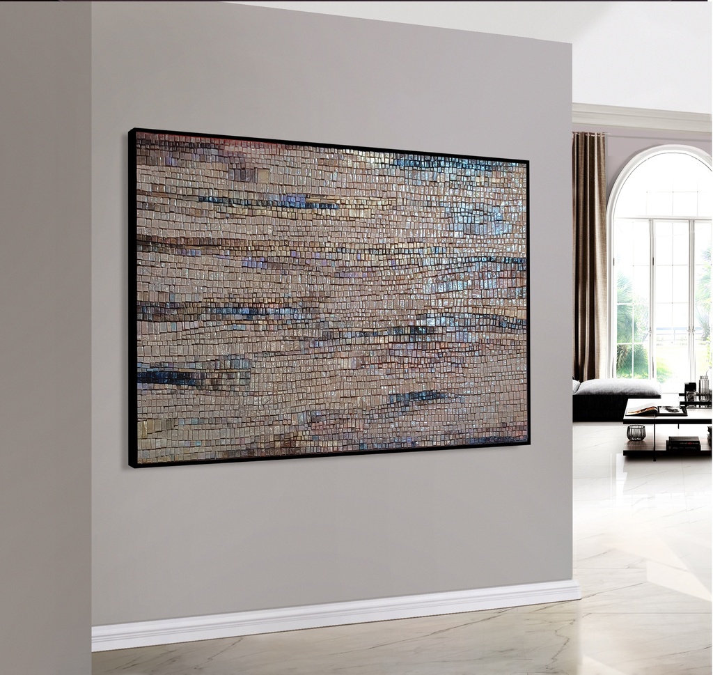 Neutral & Gold Mosaic Wall Art | Textured Modern Abstract Canvas