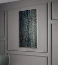 Dark Blue Mosaic Wall Art | Long Metallic Silver Abstract Canvas