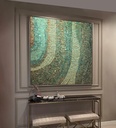 Green Mosaic Wall Art – Sage, Teal & Gold Textured Abstract