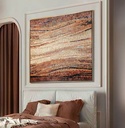 Amber & Brown Mosaic Wall Art – Wave Pattern with Cream Center for Warm Interiors