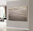 Neutral Mosaic Wall Art – Beige, Gold & Soft Pink Abstract Waves for Modern Interiors