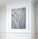 Blue Gray Mosaic Wall Art – Modern Abstract Waves with Metallic Silver Accents