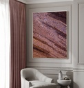 Large Plum and Copper Mosaic Wall Art – Abstract Geometric Striped Pattern in Warm Earth Tones