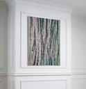 Large Teal and Copper Mosaic Wall Art – Abstract Interwoven Lines on Neutral Background