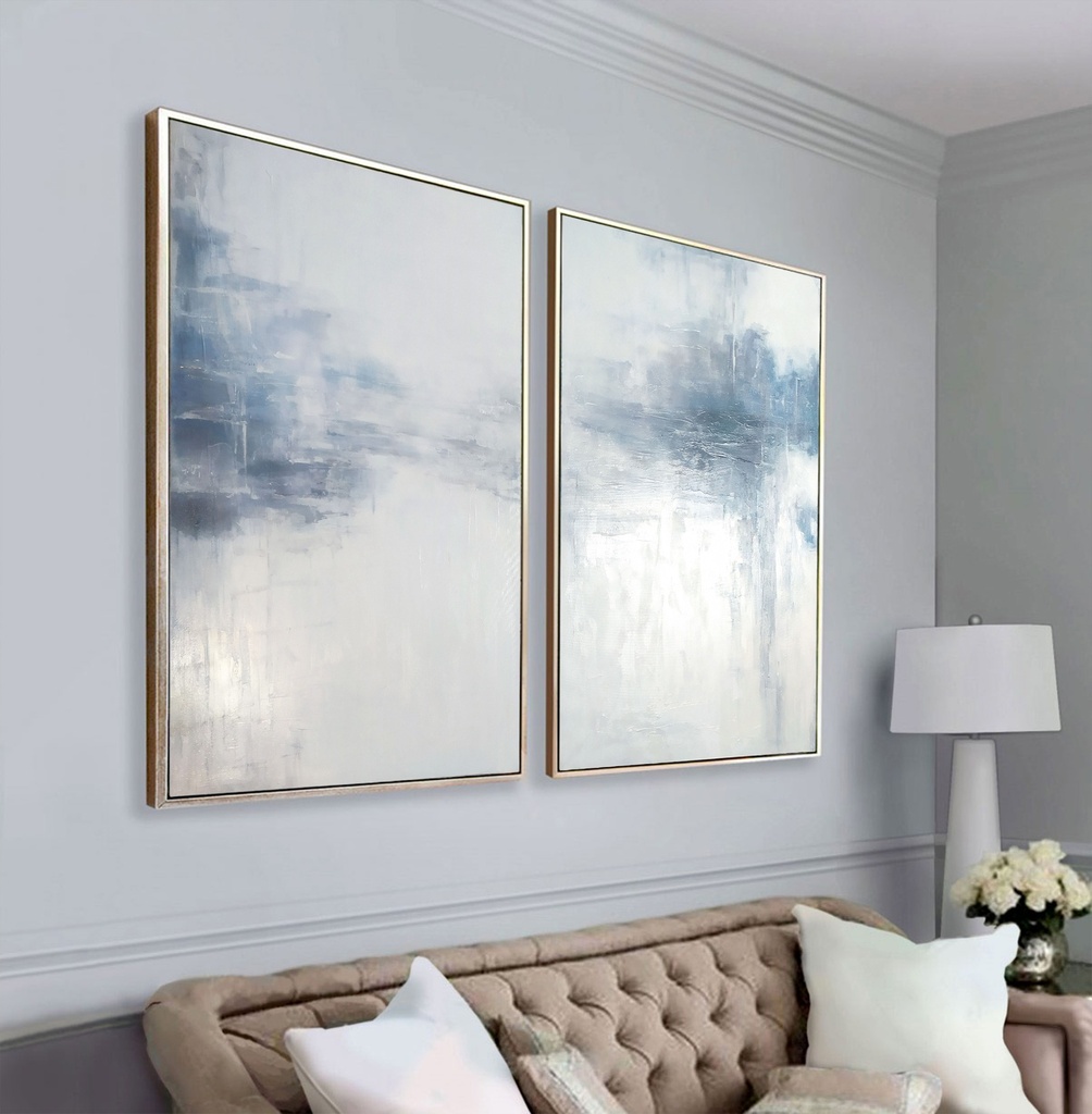 BLUE SET paintings abstract wall art on canvas