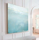 Seascape painting on canvas, teal blue large original wall art