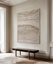 Cream and Gold Mosaic Wall Art – Large Neutral Abstract Canvas