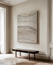 Cream and Gold Mosaic Wall Art – Large Neutral Abstract Canvas