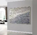 Large Modern Mosaic Wall Art – Wave Abstract Canvas with Grey & Silver
