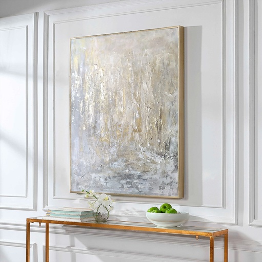Silver abstract wall art with gold