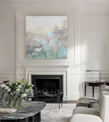 Large abstract art with colorful details, large original canvas painting
