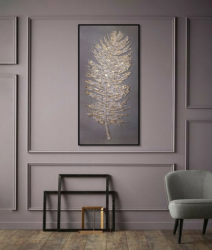 Long Vertical Mosaic Wall Art in Beige and Gold | Modern Decor