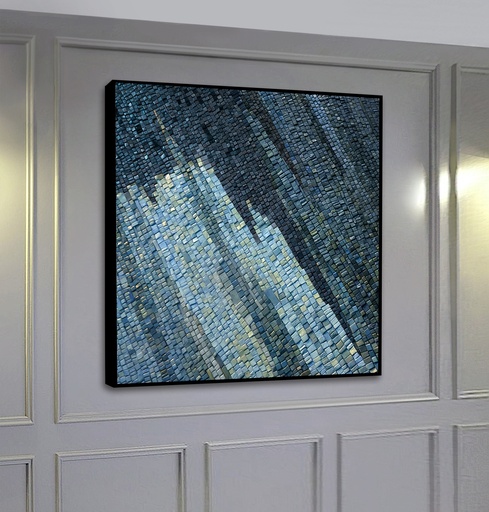 Blue Mosaic Wall Art – Abstract Modern Artwork on Large Canvas