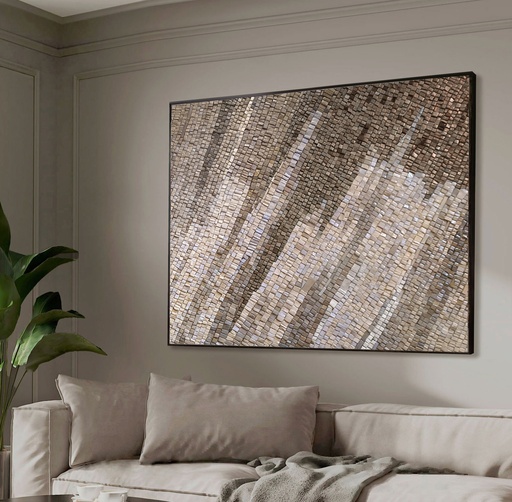 Geometric Brown Mosaic Wall Art – Neutral, Customizable Modern Design